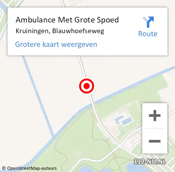 Locatie op kaart van de 112 melding: Ambulance Met Grote Spoed Naar Kruiningen, Blauwhoefseweg op 29 augustus 2018 17:59