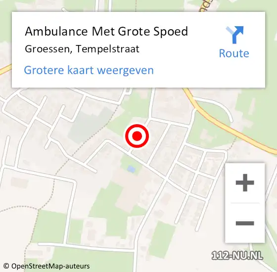 Locatie op kaart van de 112 melding: Ambulance Met Grote Spoed Naar Groessen, Tempelstraat op 29 augustus 2018 18:02