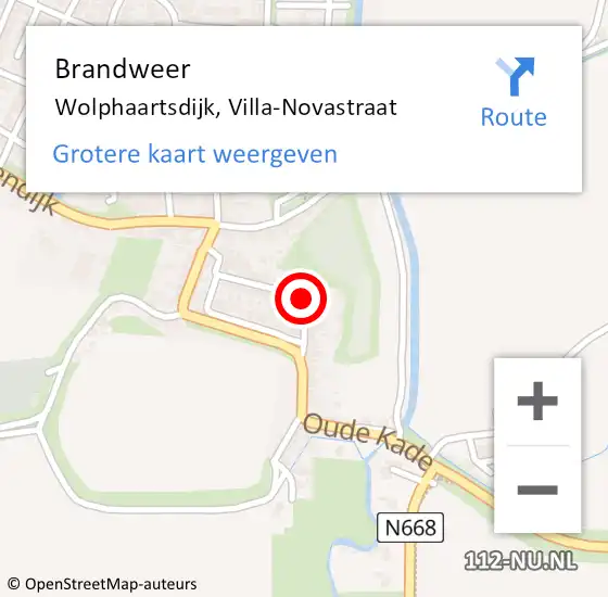 Locatie op kaart van de 112 melding: Brandweer Wolphaartsdijk, Villa-Novastraat op 29 augustus 2018 19:02