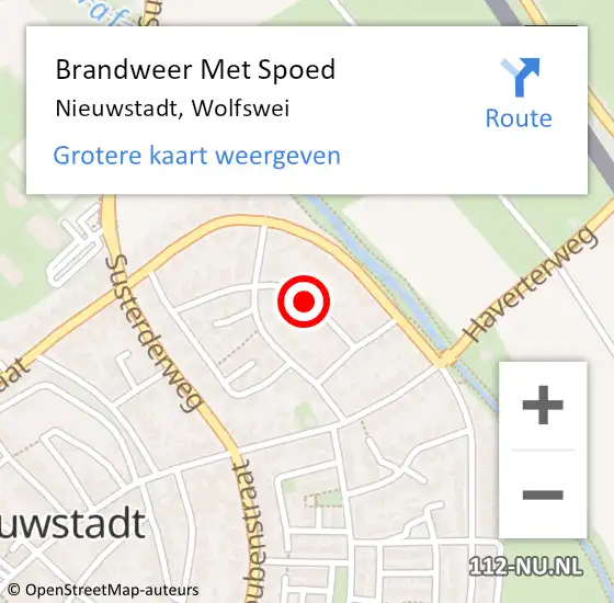 Locatie op kaart van de 112 melding: Brandweer Met Spoed Naar Nieuwstadt, Wolfswei op 29 augustus 2018 19:44