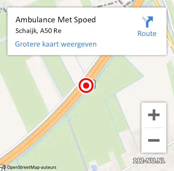 Locatie op kaart van de 112 melding: Ambulance Met Spoed Naar Schaijk, A50 Re op 29 augustus 2018 20:06