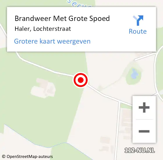 Locatie op kaart van de 112 melding: Brandweer Met Grote Spoed Naar Haler, Lochterstraat op 29 augustus 2018 20:43