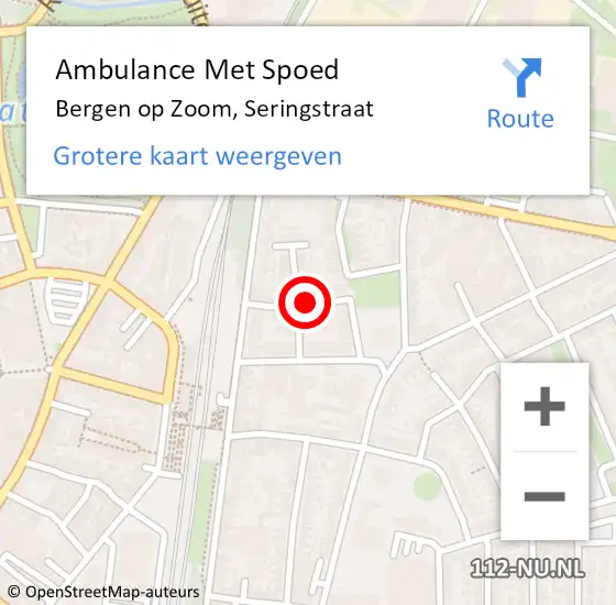 Locatie op kaart van de 112 melding: Ambulance Met Spoed Naar Bergen op Zoom, Seringstraat op 29 augustus 2018 21:16