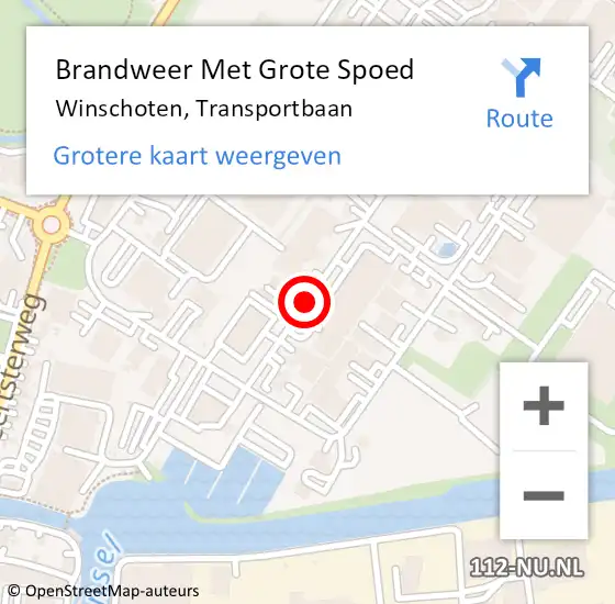 Locatie op kaart van de 112 melding: Brandweer Met Grote Spoed Naar Winschoten, Transportbaan op 30 augustus 2018 06:52