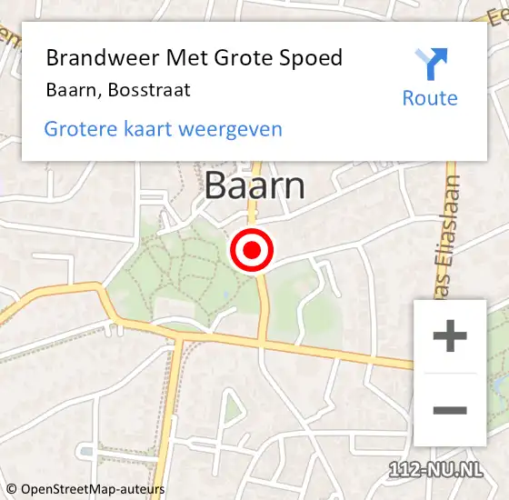 Locatie op kaart van de 112 melding: Brandweer Met Grote Spoed Naar Baarn, Bosstraat op 30 augustus 2018 07:29