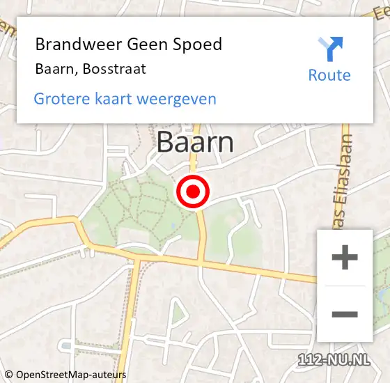 Locatie op kaart van de 112 melding: Brandweer Geen Spoed Naar Baarn, Bosstraat op 30 augustus 2018 07:33