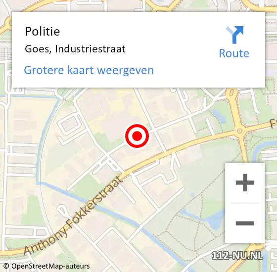 Locatie op kaart van de 112 melding: Politie Goes, Industriestraat op 30 augustus 2018 07:37