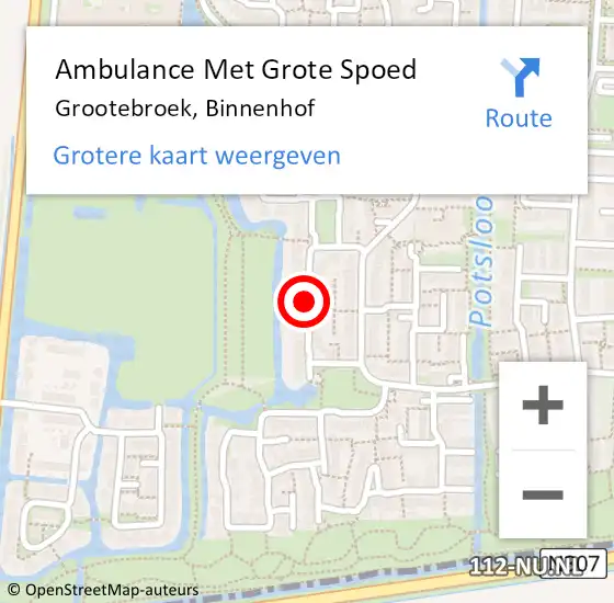 Locatie op kaart van de 112 melding: Ambulance Met Grote Spoed Naar Grootebroek, Binnenhof op 30 augustus 2018 08:17