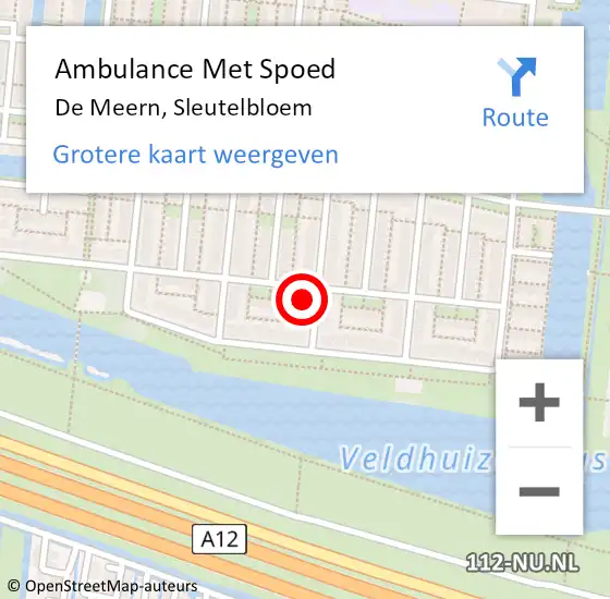 Locatie op kaart van de 112 melding: Ambulance Met Spoed Naar De Meern, Sleutelbloem op 7 maart 2014 13:38