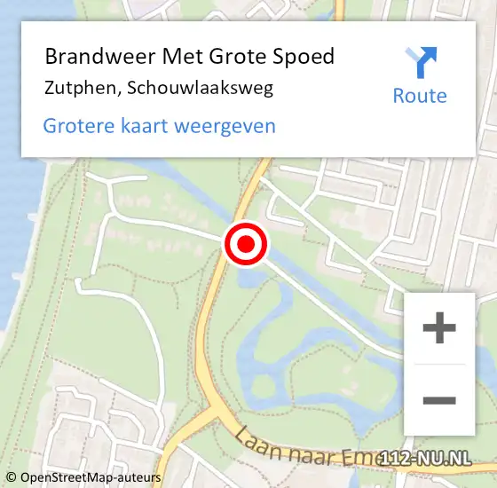 Locatie op kaart van de 112 melding: Brandweer Met Grote Spoed Naar Zutphen, Schouwlaaksweg op 30 augustus 2018 08:22