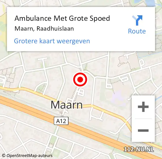 Locatie op kaart van de 112 melding: Ambulance Met Grote Spoed Naar Maarn, Raadhuislaan op 30 augustus 2018 08:46