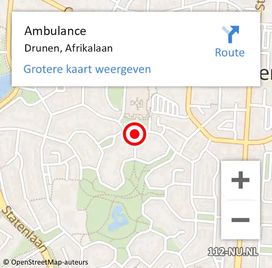 Locatie op kaart van de 112 melding: Ambulance Drunen, Afrikalaan op 30 augustus 2018 09:26