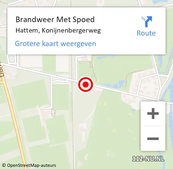 Locatie op kaart van de 112 melding: Brandweer Met Spoed Naar Hattem, Konijnenbergerweg op 7 maart 2014 13:44