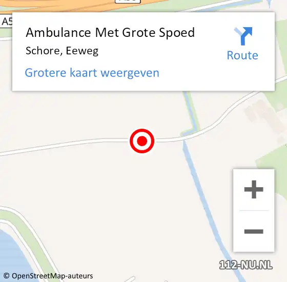 Locatie op kaart van de 112 melding: Ambulance Met Grote Spoed Naar Schore, Eeweg op 30 augustus 2018 10:09