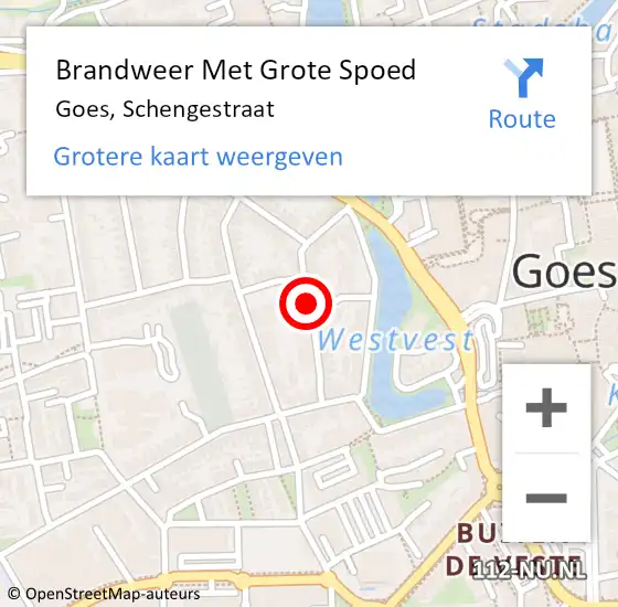 Locatie op kaart van de 112 melding: Brandweer Met Grote Spoed Naar Goes, Schengestraat op 30 augustus 2018 11:32