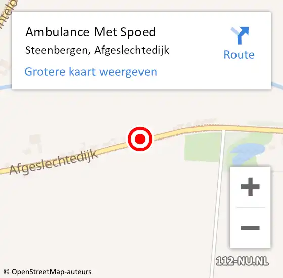 Locatie op kaart van de 112 melding: Ambulance Met Spoed Naar Steenbergen, Afgeslechtedijk op 30 augustus 2018 11:40
