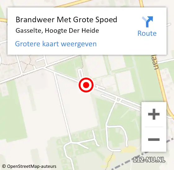 Locatie op kaart van de 112 melding: Brandweer Met Grote Spoed Naar Gasselte, Hoogte Der Heide op 30 augustus 2018 11:45