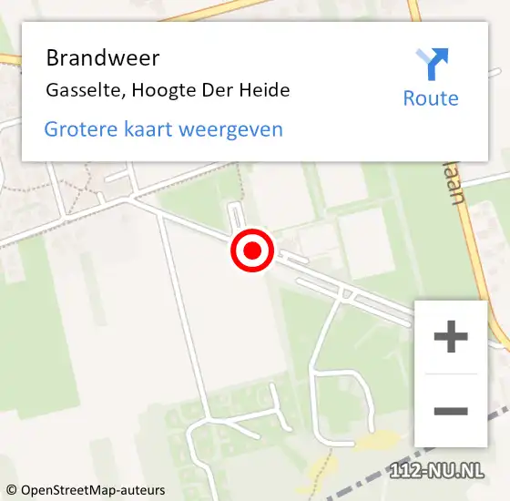 Locatie op kaart van de 112 melding: Brandweer Gasselte, Hoogte Der Heide op 30 augustus 2018 11:47