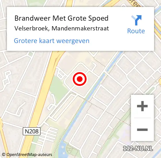 Locatie op kaart van de 112 melding: Brandweer Met Grote Spoed Naar Velserbroek, Mandenmakerstraat op 30 augustus 2018 11:48