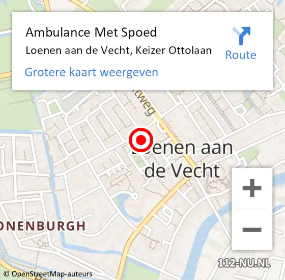 Locatie op kaart van de 112 melding: Ambulance Met Spoed Naar Loenen aan de Vecht, Keizer Ottolaan op 30 augustus 2018 11:56