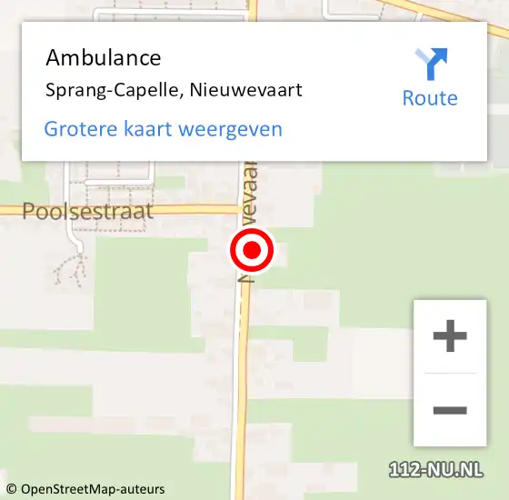 Locatie op kaart van de 112 melding: Ambulance Sprang-Capelle, Nieuwevaart op 7 maart 2014 13:56