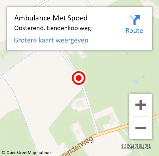 Locatie op kaart van de 112 melding: Ambulance Met Spoed Naar Oosterend, Eendenkooiweg op 30 augustus 2018 12:35