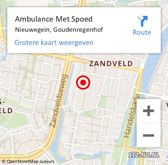 Locatie op kaart van de 112 melding: Ambulance Met Spoed Naar Nieuwegein, Goudenregenhof op 30 augustus 2018 12:38