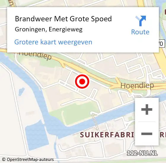 Locatie op kaart van de 112 melding: Brandweer Met Grote Spoed Naar Groningen, Energieweg op 30 augustus 2018 12:42