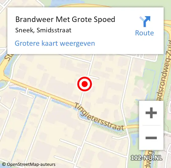 Locatie op kaart van de 112 melding: Brandweer Met Grote Spoed Naar Sneek, Smidsstraat op 30 augustus 2018 13:46