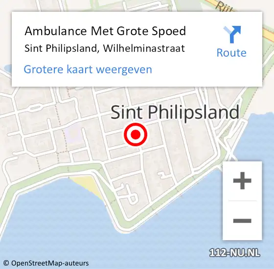 Locatie op kaart van de 112 melding: Ambulance Met Grote Spoed Naar Sint Philipsland, Wilhelminastraat op 30 augustus 2018 13:47