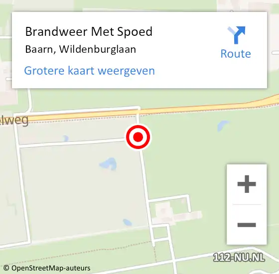 Locatie op kaart van de 112 melding: Brandweer Met Spoed Naar Baarn, Wildenburglaan op 30 augustus 2018 14:20