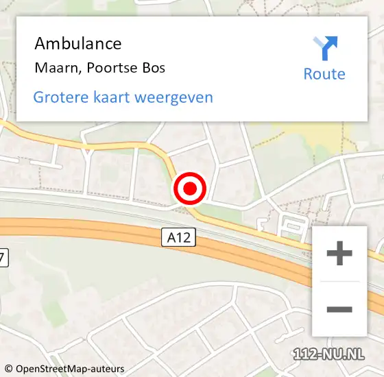 Locatie op kaart van de 112 melding: Ambulance Maarn, Poortse Bos op 30 augustus 2018 15:00