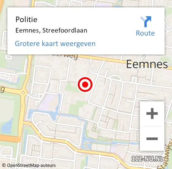 Locatie op kaart van de 112 melding: Politie Eemnes, Streefoordlaan op 30 augustus 2018 15:07