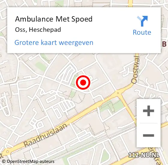 Locatie op kaart van de 112 melding: Ambulance Met Spoed Naar Oss, Heschepad op 30 augustus 2018 15:23
