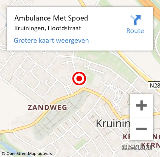 Locatie op kaart van de 112 melding: Ambulance Met Spoed Naar Kruiningen, Hoofdstraat op 30 augustus 2018 15:52