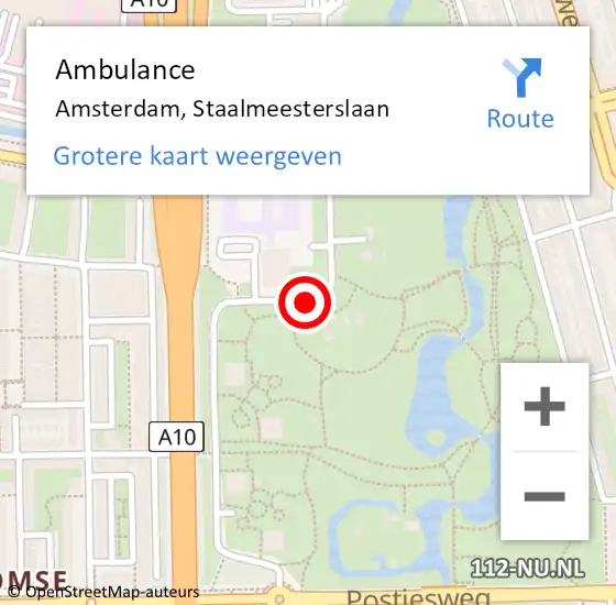 Locatie op kaart van de 112 melding: Ambulance Amsterdam, Staalmeesterslaan op 30 augustus 2018 16:47