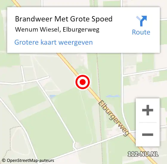 Locatie op kaart van de 112 melding: Brandweer Met Grote Spoed Naar Wenum Wiesel, Elburgerweg op 30 augustus 2018 17:33