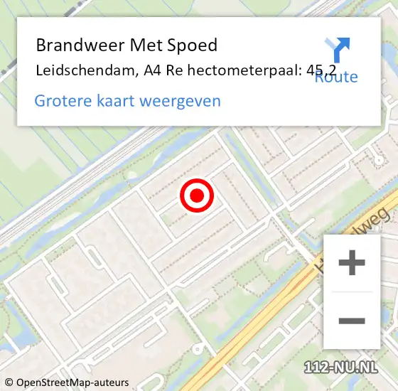 Locatie op kaart van de 112 melding: Brandweer Met Spoed Naar Leidschendam, A4 Re hectometerpaal: 45,2 op 30 augustus 2018 17:35