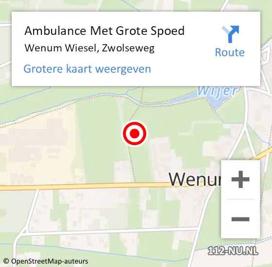 Locatie op kaart van de 112 melding: Ambulance Met Grote Spoed Naar Wenum Wiesel, Zwolseweg op 30 augustus 2018 17:36