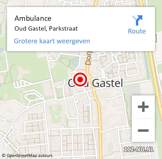 Locatie op kaart van de 112 melding: Ambulance Oud Gastel, Parkstraat op 30 augustus 2018 18:34