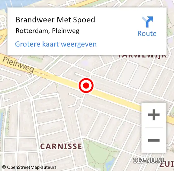 Locatie op kaart van de 112 melding: Brandweer Met Spoed Naar Rotterdam, Pleinweg op 30 augustus 2018 19:15