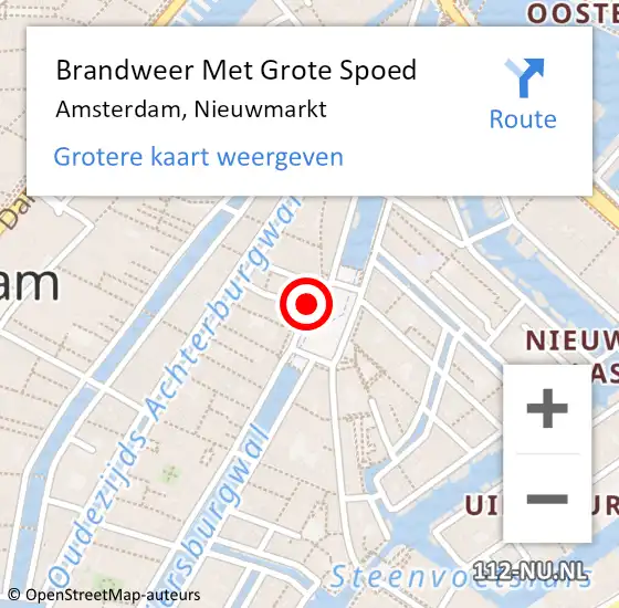Locatie op kaart van de 112 melding: Brandweer Met Grote Spoed Naar Amsterdam, Nieuwmarkt op 30 augustus 2018 20:35