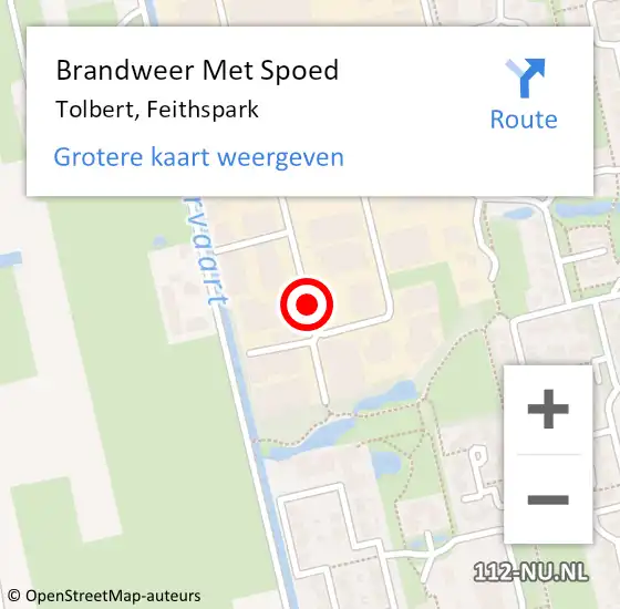 Locatie op kaart van de 112 melding: Brandweer Met Spoed Naar Tolbert, Feithspark op 30 augustus 2018 21:04