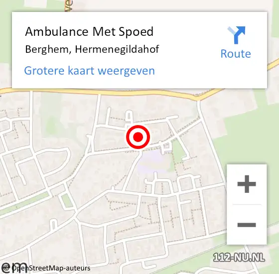 Locatie op kaart van de 112 melding: Ambulance Met Spoed Naar Berghem, Hermenegildahof op 30 augustus 2018 21:15