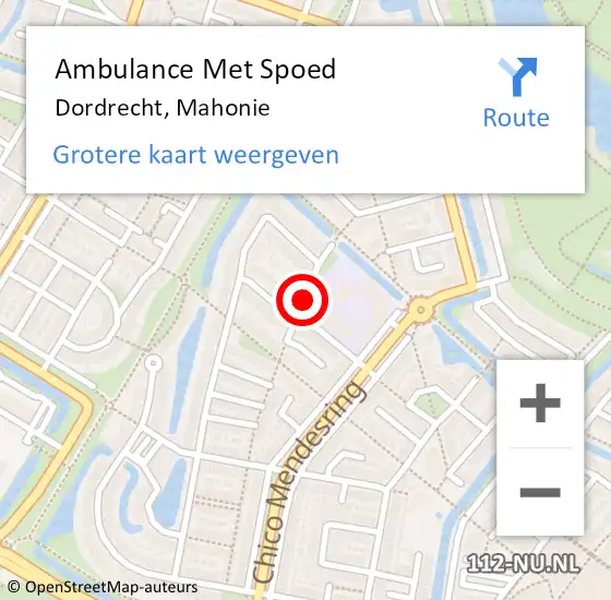 Locatie op kaart van de 112 melding: Ambulance Met Spoed Naar Dordrecht, Mahonie op 31 augustus 2018 00:13