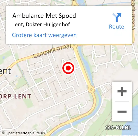 Locatie op kaart van de 112 melding: Ambulance Met Spoed Naar Lent, Dokter Huijgenhof op 31 augustus 2018 01:12