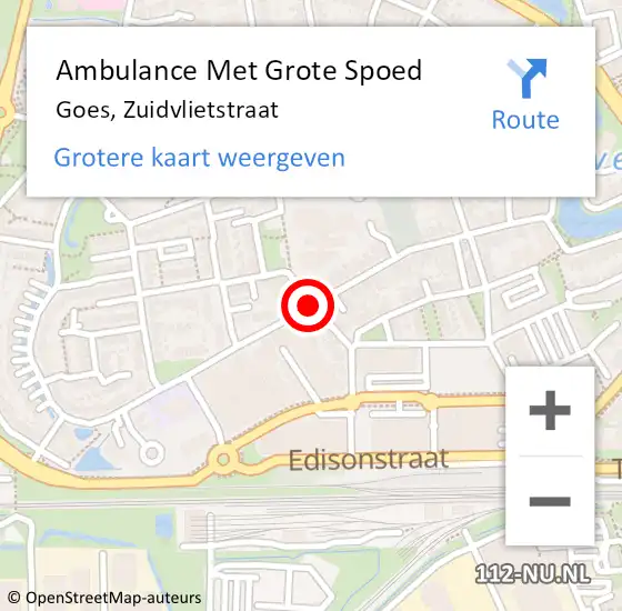 Locatie op kaart van de 112 melding: Ambulance Met Grote Spoed Naar Goes, Zuidvlietstraat op 31 augustus 2018 01:58