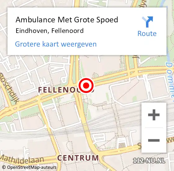Locatie op kaart van de 112 melding: Ambulance Met Grote Spoed Naar Eindhoven, Fellenoord op 31 augustus 2018 02:50
