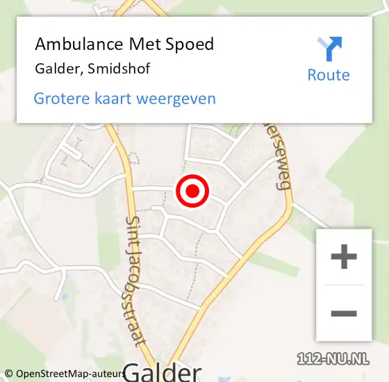 Locatie op kaart van de 112 melding: Ambulance Met Spoed Naar Galder, Smidshof op 31 augustus 2018 04:53