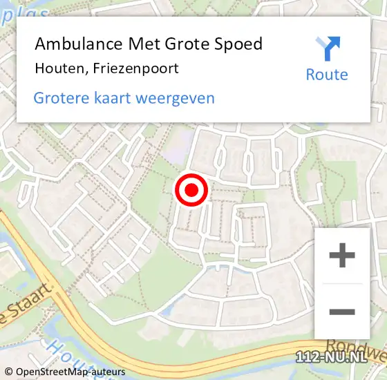 Locatie op kaart van de 112 melding: Ambulance Met Grote Spoed Naar Houten, Friezenpoort op 31 augustus 2018 04:53